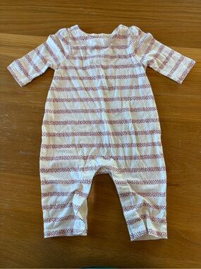 Baby Gap Cream and Red Heart Striped 0-3M Baby One-Piece